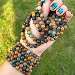 Natural Ocean Jasper 8mm Beaded Bracelet - priced per bracelet